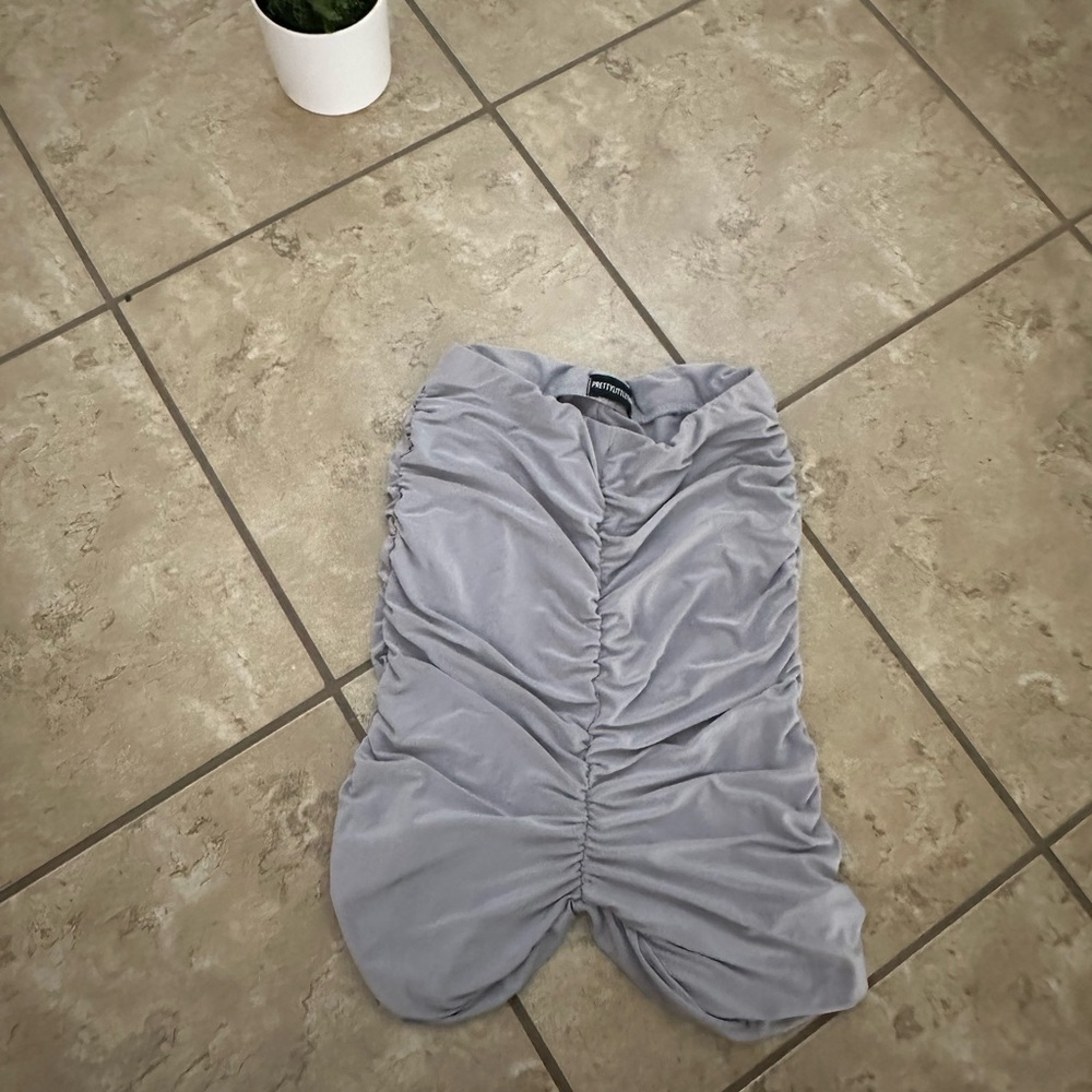 GREY RUCHED BIKER SHORTS